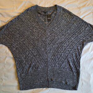 Torrid Pointelle Knit Dolman Sleeve V-Neck Gray Sweater Plus 2X (18-20)